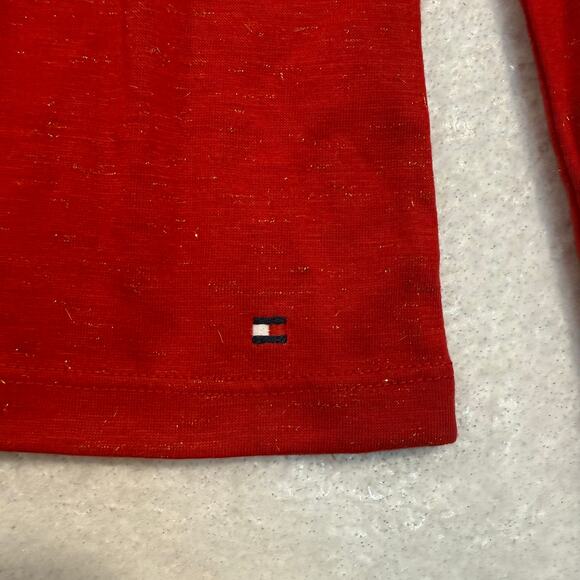 Tommy Hilfiger Red Lurex Twist Neck Top Women’s XS Long Sleeve Cutout NWT - Picture 8 of 10